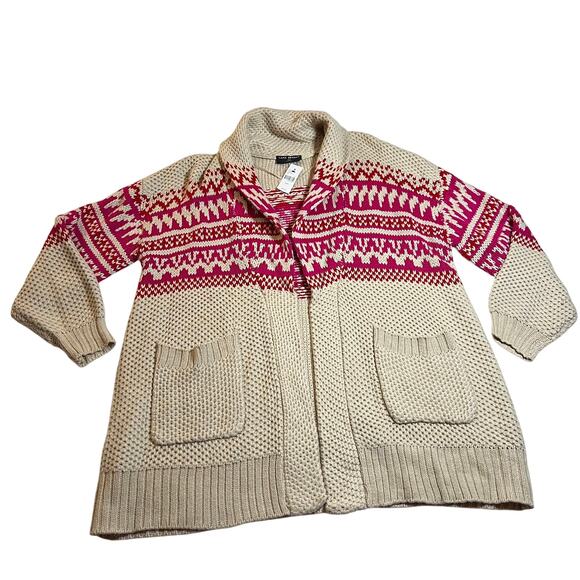 Lane Bryant Shawl Collar Jacquard Cardigan Size 18/20 Open Front Long Line NEW - Picture 3 of 11